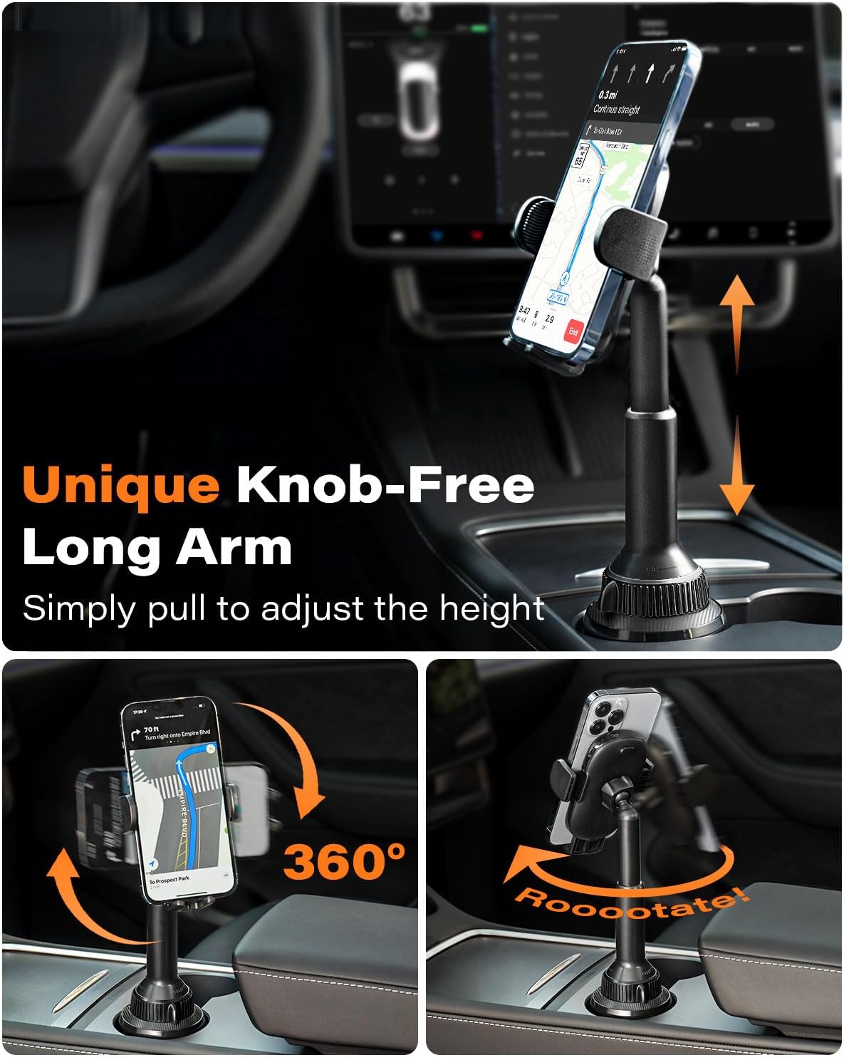 Universal Cupholder Phone Holder 360 Swivel