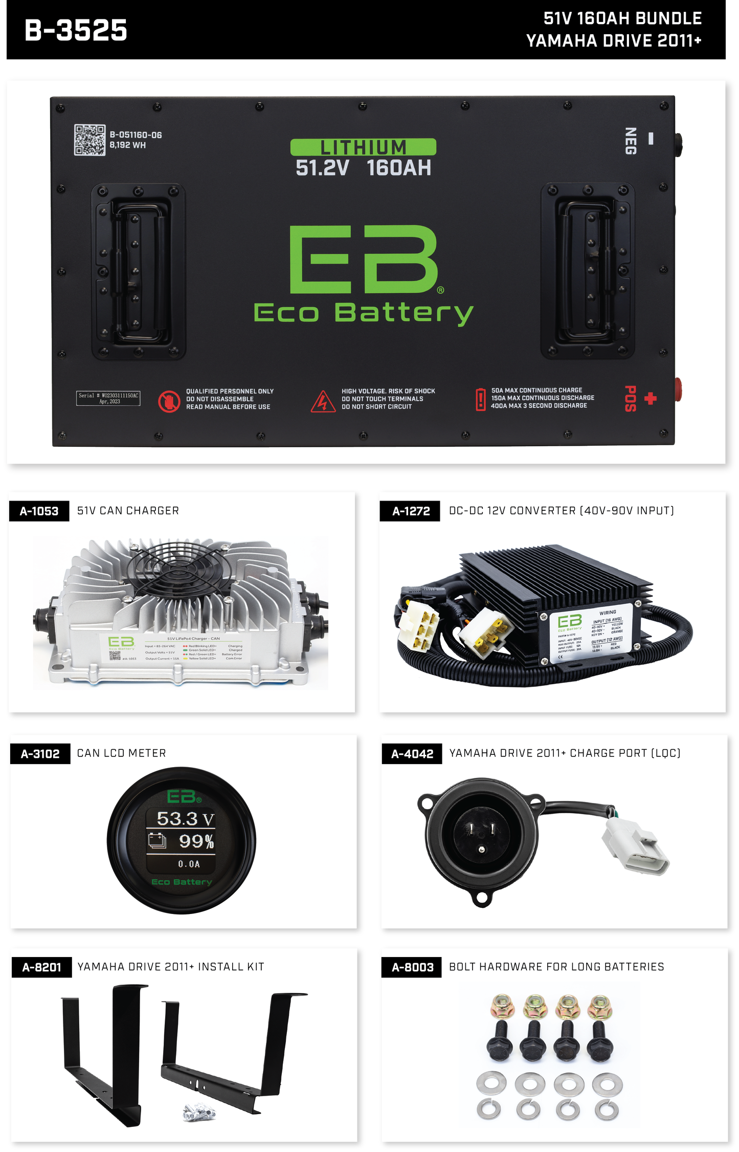 Eco Battery 51V 160Ah Yamaha Drive (2011+) Bundle B-3525