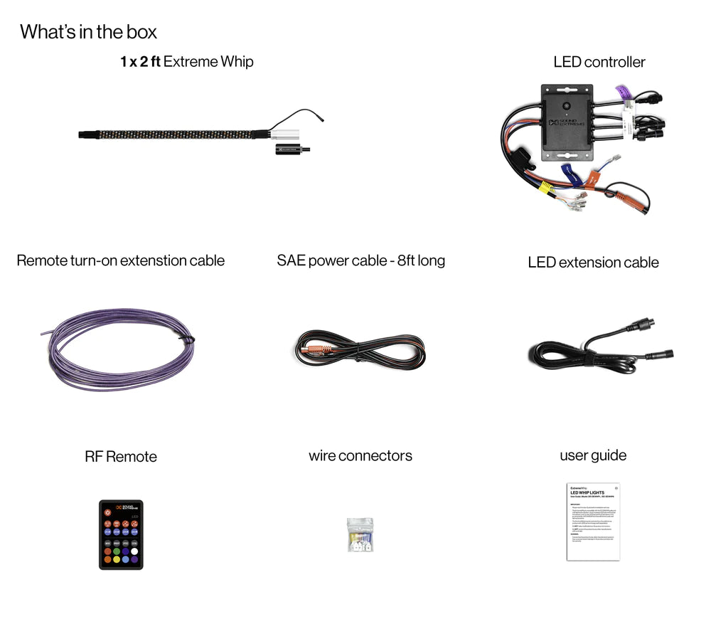 Extreme Whip Kit Qty 1 x 2Ft plus LEDCast Controller