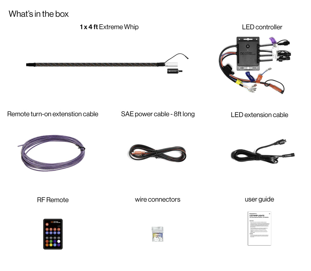 Extreme Whip Kit Qty 1 x 4 Ft plus LEDCast Controller