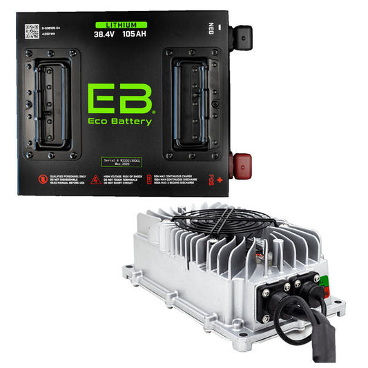 Eco Battery 38V 105AH Eco LifePo4 Lithium Battery Kit with 15A Charger - Cube Style Battery