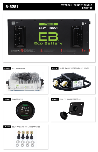 Eco Battery 51V 105Ah Skinny EZGO TXT Bundle