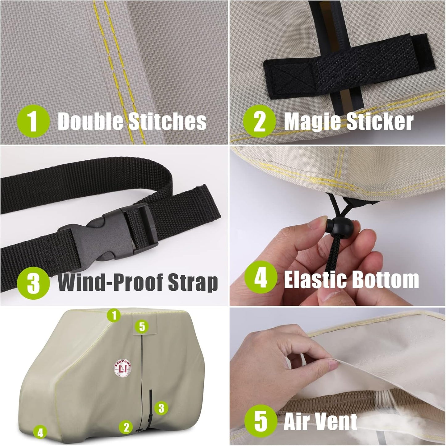 Universal 4 Passenger Golf Cart Storage Cover Denago Evolution Vivid Kodiak Rover Nomad XL Ranger Maverick Classic Epic Icon