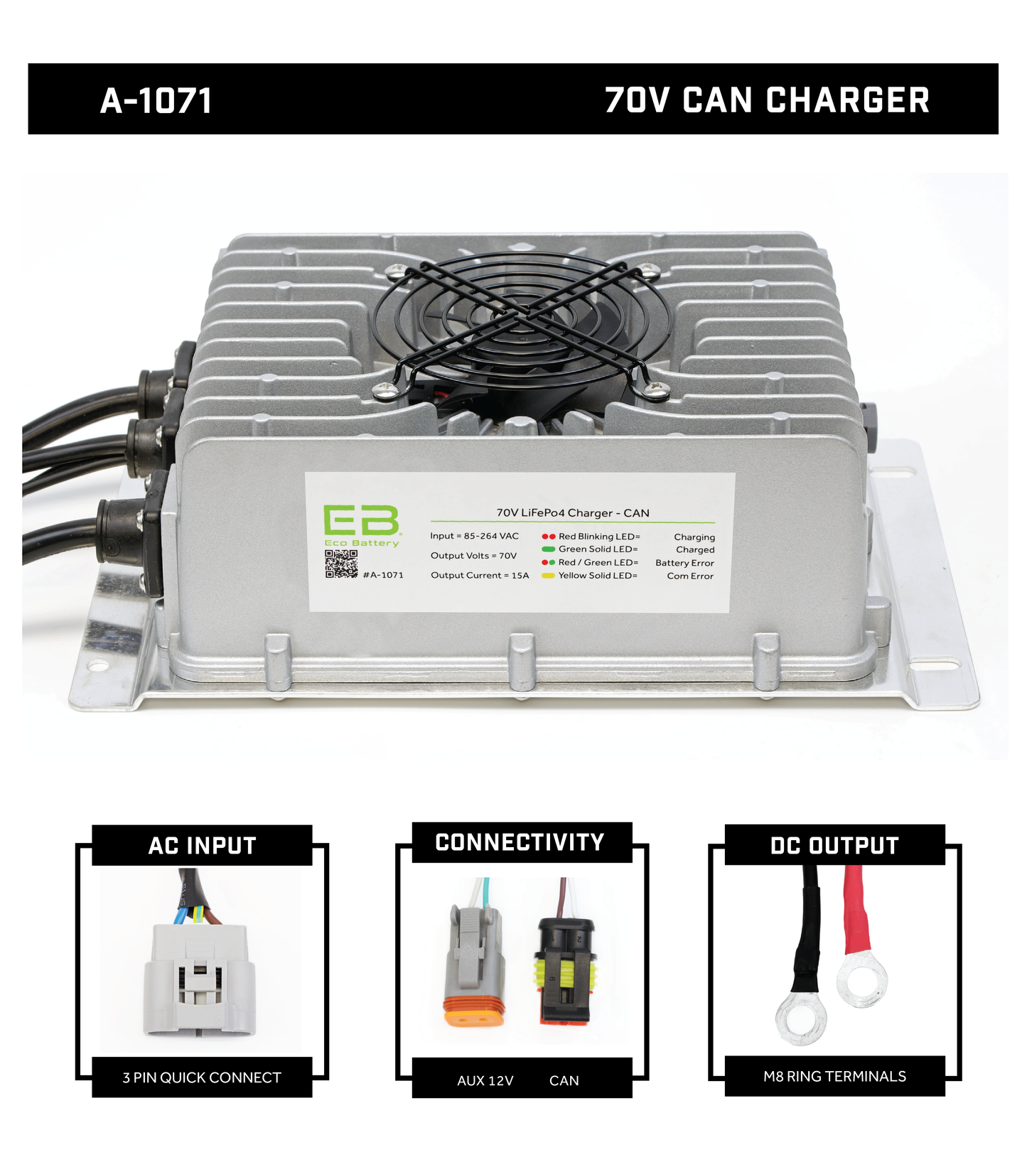 Eco Battery 70V CAN Charger (Locking Quick Connect)