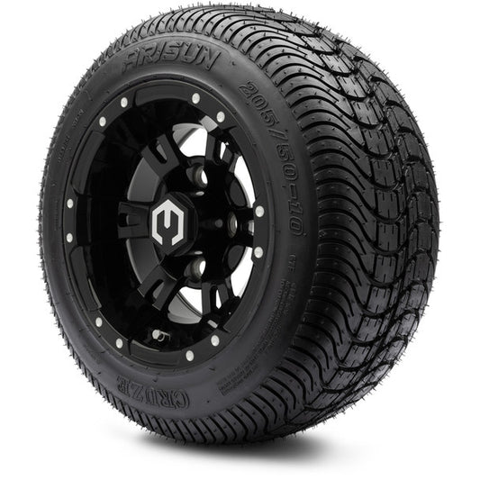 MODZ® 10" Ambush Glossy Black Wheels & Street Tires Combo