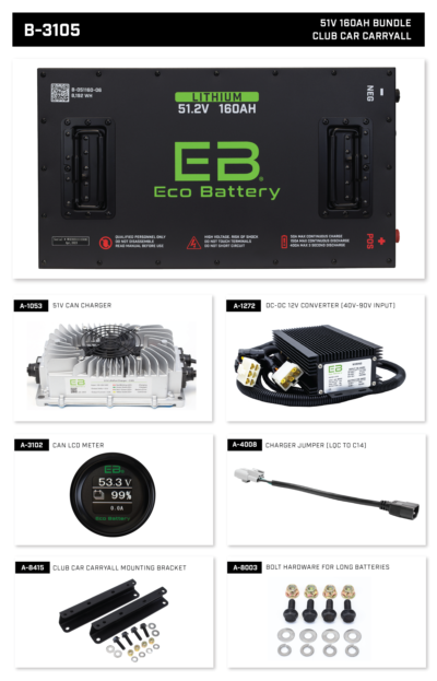 Eco Battery 51V 160Ah Club Car Carryall Bundle