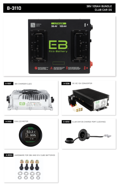 Eco Battery 38V 105Ah Club Car DS (36V) Bundle