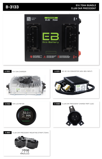 Eco Battery 51V 72Ah Club Car Precedent Bundle