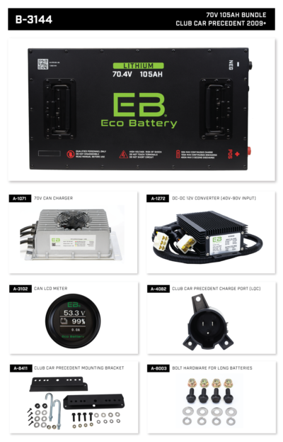 Eco Battery 70V 105Ah Club Car Precedent (09+) Bundle