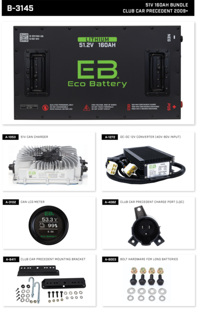 Eco Battery 51V 160Ah Club Car Precedent (09+) Bundle