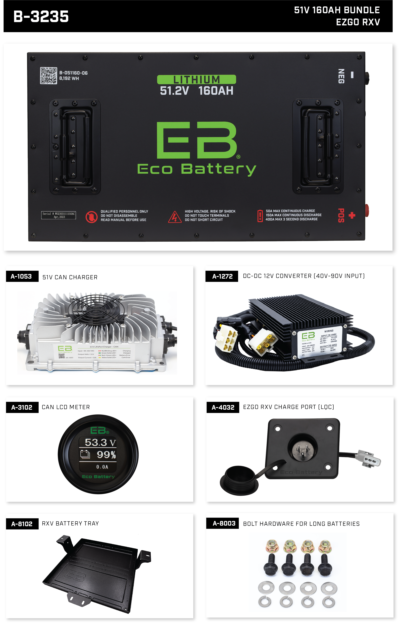 Eco Battery 51V 160Ah EZGO RXV Bundle