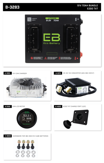 Eco Battery 51V 72Ah EZGO TXT Bundle