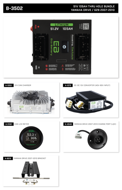 Eco Battery 51V 105Ah Thru Hole Yamaha Drive / G29 (2007-2010) Bundle