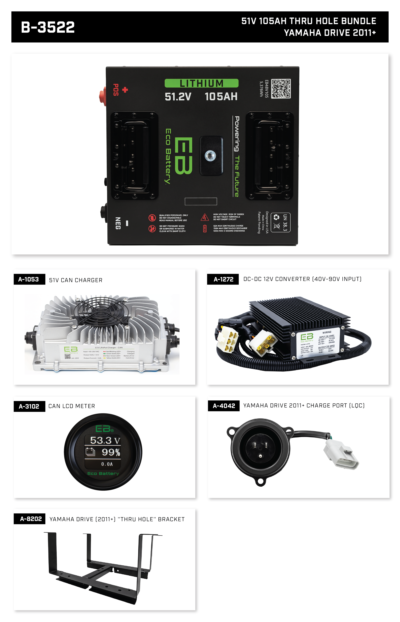 Eco Battery 51V 105Ah Thru Hole Yamaha Drive (2011+) Bundle