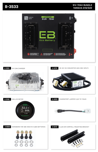 Eco Battery 51V 72Ah Yamaha G19/G22 Bundle