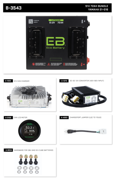 Eco Battery 51V 72Ah Yamaha G1-G16 Bundle