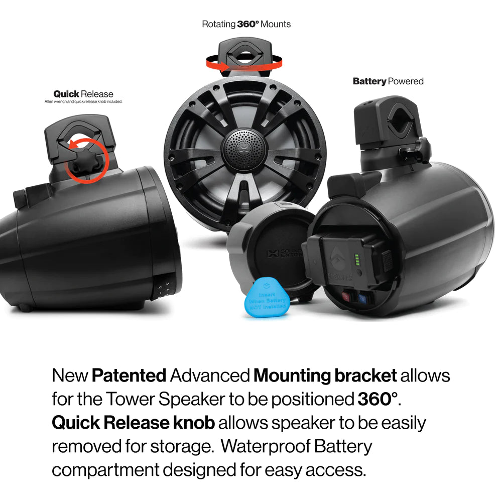 ExtremeTower Speakers TB8 - 2 Battery Powered Bluetooth Amplified Tower Speakers