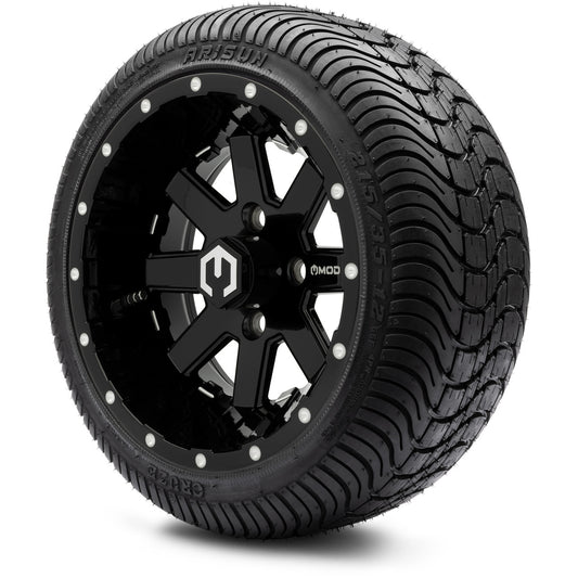 MODZ® 12" Assault Glossy Black with Ball Mill Wheels & Street Tires Combo