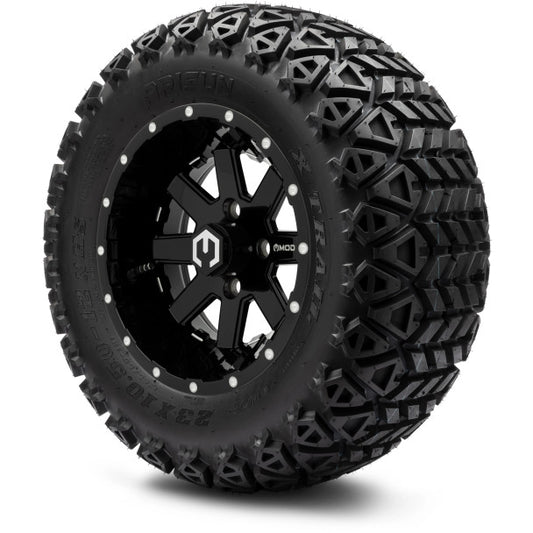 MODZ® 12" Assault Glossy Black with Ball Mill Wheels & Off-Road Tires Combo