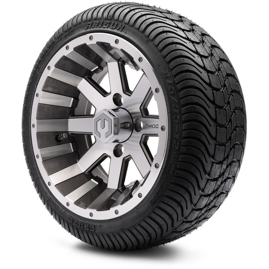 MODZ® 12" Assault Machined Gunmetal Wheels & Street Tires Combo