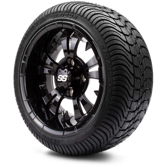 MODZ® 12" Vampire Glossy Black Wheels & Street Tires Combo