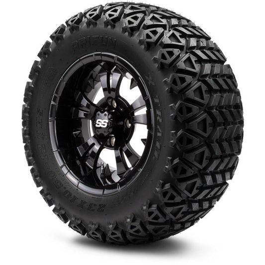MODZ® 12" Vampire Glossy Black Wheels & Off-Road Tires Combo