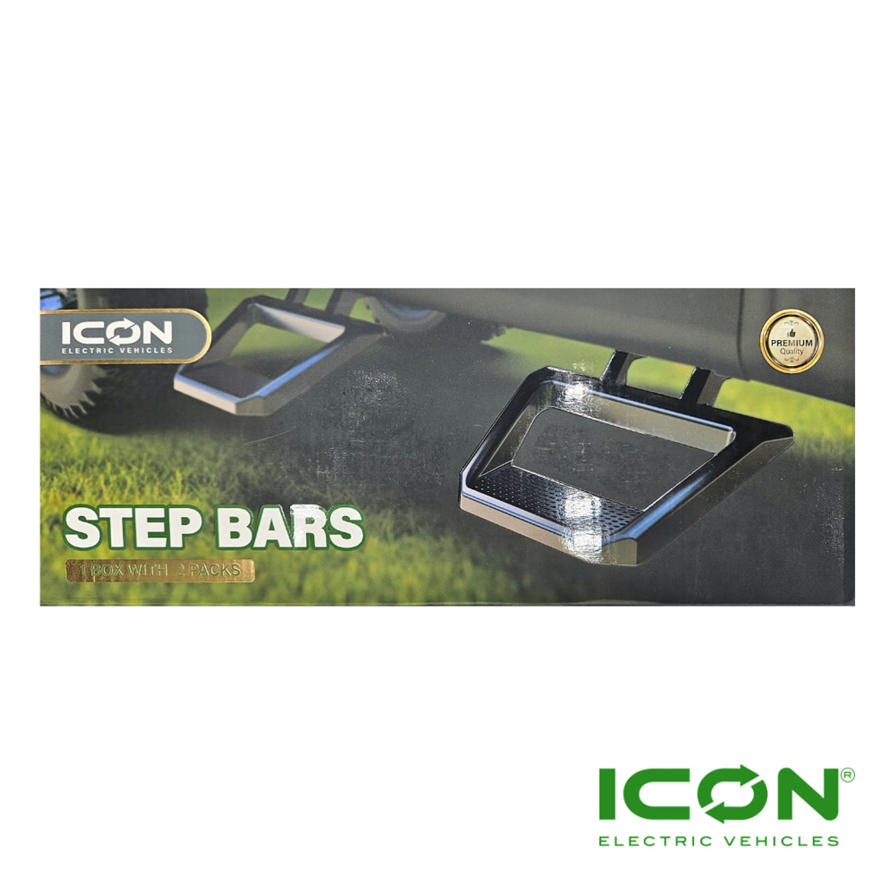 Heavy Duty Steel Side Step Nerf Bars for i40L, i40FL or i60L ICON Golf Cart (Lifted) (Does Not Fit EPIC)