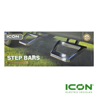 Heavy Duty Steel Side Step Nerf Bars for i40L, i40FL or i60L ICON Golf Cart (Lifted) (Does Not Fit EPIC)