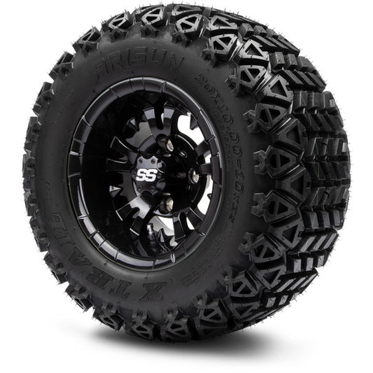 MODZ® 10" Vampire Glossy Black Wheels & Off-Road Tires Combo