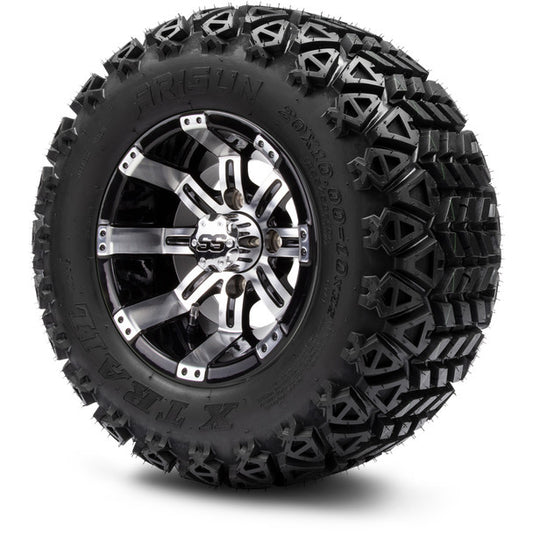 MODZ® 10" Tempest Machined Black Wheels & Off-Road Tires Combo