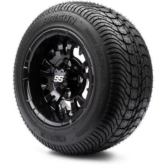 MODZ® 10" Vampire Glossy Black Wheels & Street Tires Combo